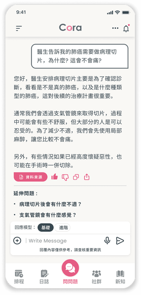 AI Q&A screen
